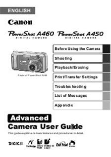 Canon PowerShot A460 Printed Manual